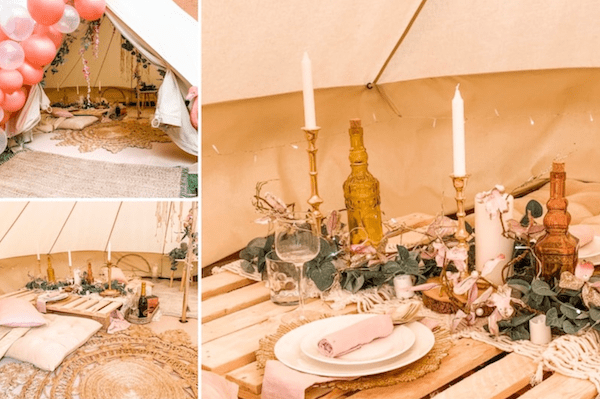 Boho Styled Picnic Lounge Bell Tent