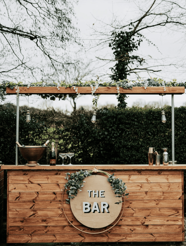 Wooden Pop-Up Bar for Fully Stocked Drinks or Cocktails